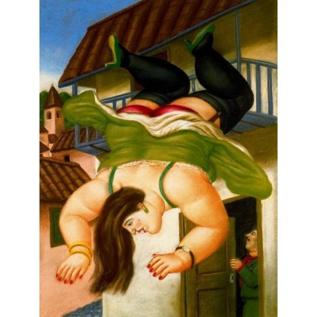 Mujer cayendo de un balcon By Fernando Botero - Art gallery oil...