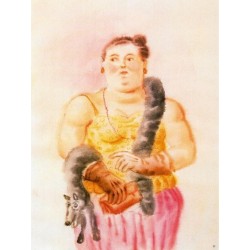 Mujer con zorro By Fernando Botero - Art gallery oil painting...