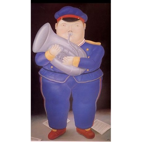 Musician 1983 By Fernando Botero - Art gallery oil painting...