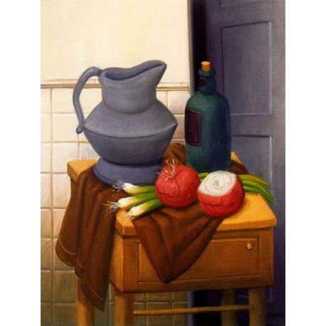 Naturaleza muerta con cebollas By Fernando Botero - Art gallery oil painting reproductions