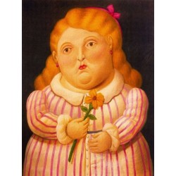 Nina con flor By Fernando Botero - Art gallery oil painting...
