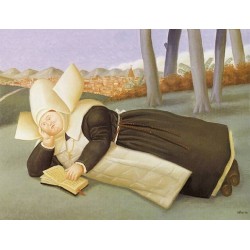 Reclined Nun By Fernando Botero - Art gallery oil painting...