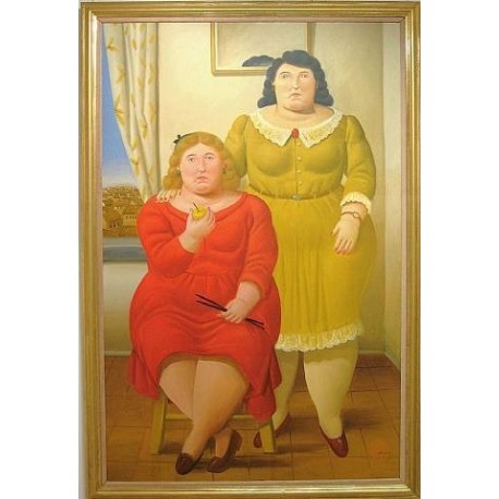 Two Sisters By Fernando Botero- Art gallery oil painting reproductions