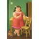 Woman Drinking With Cat By Fernando Botero - Art gallery oil painting reproductions