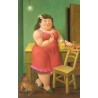 Woman Drinking With Cat By Fernando Botero - Art gallery oil...