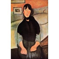Dark Young Woman Seated By A Bed by Amedeo Modigliani 