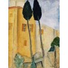 Cypress Trees And Houses, Midday Landscape by Amedeo Modigliani 