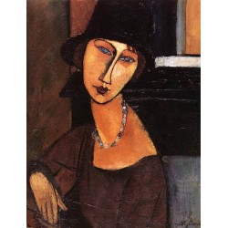 Jeanne Hebuterne With Hat And Necklace by Amedeo Modigliani 