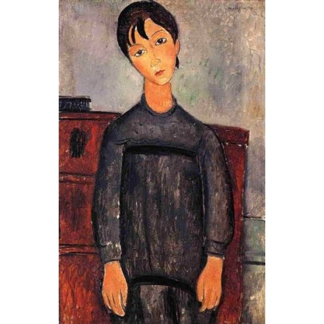 Little Girl in Black Apron by Amedeo Modigliani 