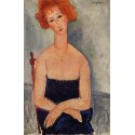 Readhead Wearing a Pendant by Amedeo Modigliani