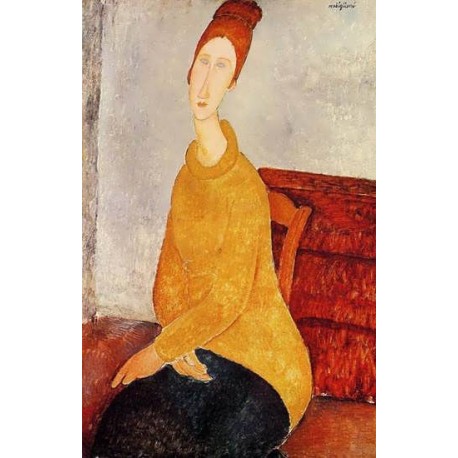 Yellow Sweater (aka Portrait of Jeanne Hebuterne) by Amedeo Modigliani