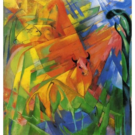 Animals In Landscape by Franz Marc oil painting art gallery