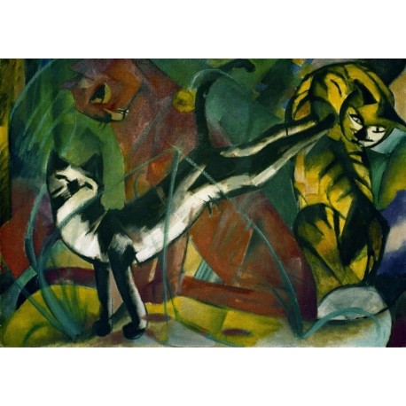 Drei Katzen by Franz Marc oil painting art gallery