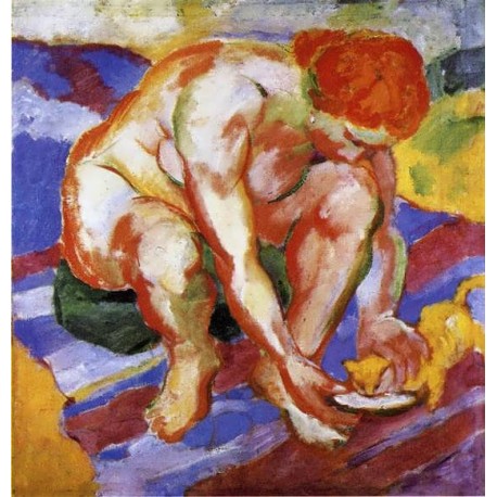 Nude With Cat by Franz Marc oil painting art gallery