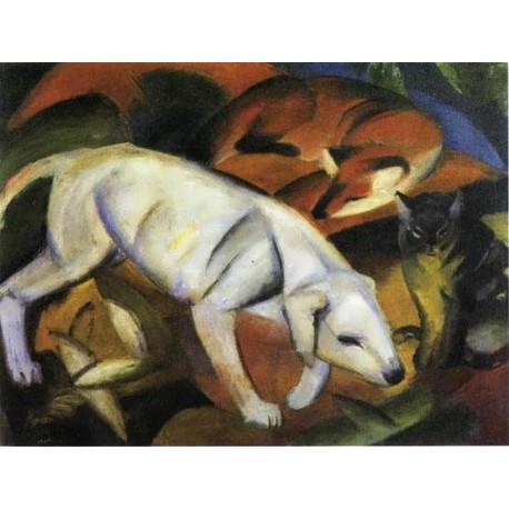 Three Animals (Dog, Fox And Cat) by Franz Marc oil painting art gallery