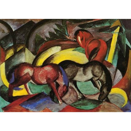Three Horses by Franz Marc oil painting art gallery