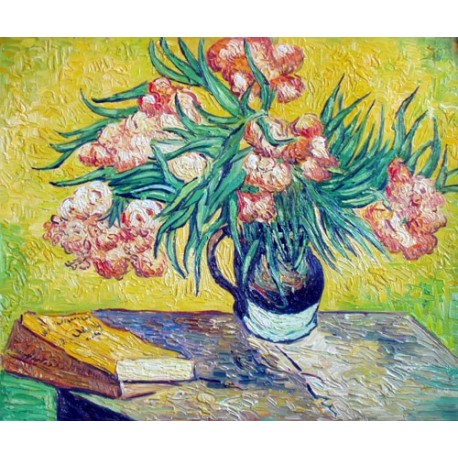 Vase with Oleanders and Books by Vincent Van Gogh