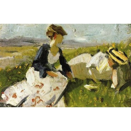 Two Women On The Hillside, Sketch by Franz Marc oil painting art...