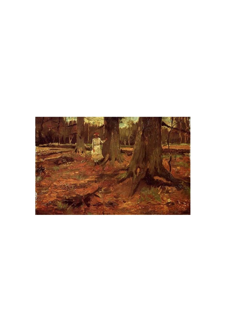 A Girl in White in the Woods by Vincent Van Gogh Art gallery oil...