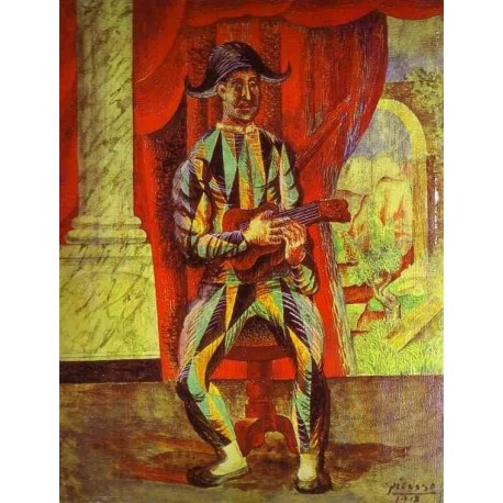 Harlequin with a Guitar by Pablo Picasso oil painting art gallery