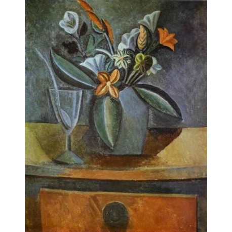 Flowers in a Grey Jug and Wine by Pablo Picasso oil painting art gallery