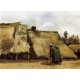 Cottages with Woman Digging by Vincent Van Gogh