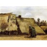Cottages with Woman Digging by Vincent Van Gogh