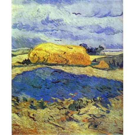 Haystack in Rainy Day by Vincent Van Gogh