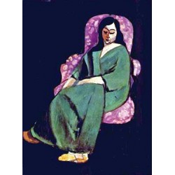 Lorette in Green Robe Black Background By Henri Matisse oil...