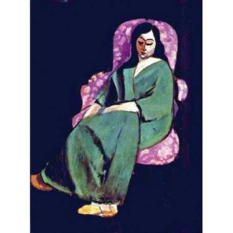 Lorette in Green Robe Black Background By Henri Matisse oil...