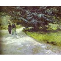 Park with a Couple and a Blue Fir Tree by Vincent Van Gogh - Art...