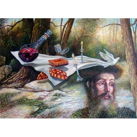 Israel Rubinstein - Rebbes Tisch | Jewish Art Oil Painting Gallery