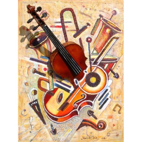 Israel Rubinstein - Music VIII | Jewish Art Oil Painting Gallery