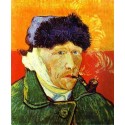Self Portrait with a Pipe by Vincent Van Gogh - Art gallery oil...