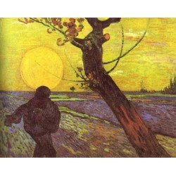 Sower with Setting Sun After Millet by Vincent Van Gogh- Art gallery oil painting reproductions