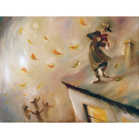 Steve Karro - Fiddler on the Roof II | Jewish Art Oil Painting Gallery