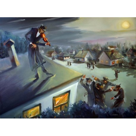 Steve Karro - Fiddler on the Roof | Jewish Art Oil Painting Gallery