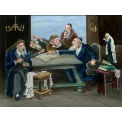 Steve Karro - Rabbis Learning | Jewish Art Oil Painting Gallery