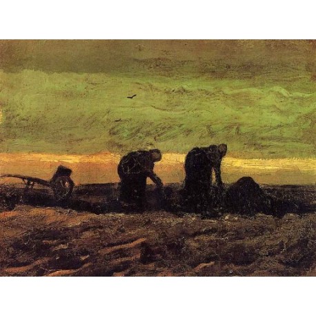 Two Peasant Women in the Peat Field by Vincent Van Gogh - Art gallery oil painting reproductions