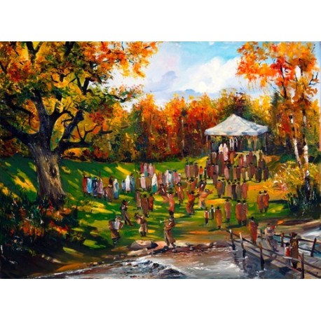 Steve Karro - Wedding in the Garden | Jewish Art Oil Painting Gallery