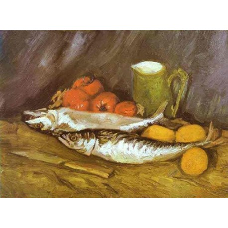 Still Life with Mackerels by Vincent Van Gogh - Art gallery oil...