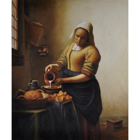 The Milkmaid, circa 1658-60 by Johannes Vermeer -oil painting art gallery