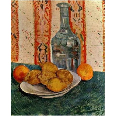 Still Life With Decanter And Lemons On A Plate by Vincent Van Gogh - Art gallery oil painting reproductions