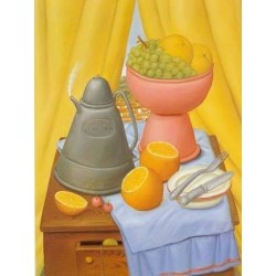 Still Life with Coffee Pot By Fernando Botero - Art gallery oil...