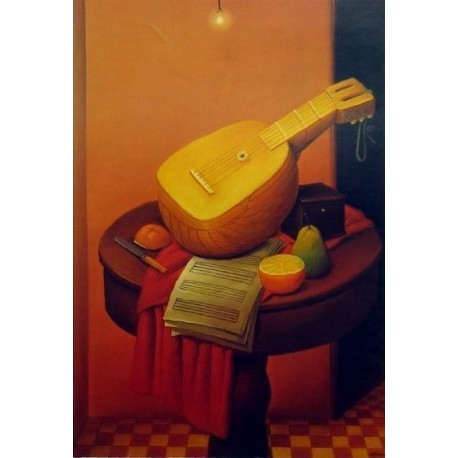 Still Life With Mandolin By Fernando Botero - Art gallery oil painting reproductions