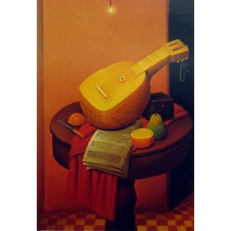 Still Life With Mandolin By Fernando Botero - Art gallery oil...