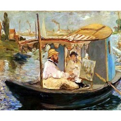 Cluade Monet Working on His Boat by Edouard Manet - Art gallery...