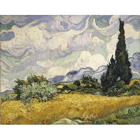 Wheat Field with Cypress by Vincent Van Gogh -Art gallery oil painting reproductions