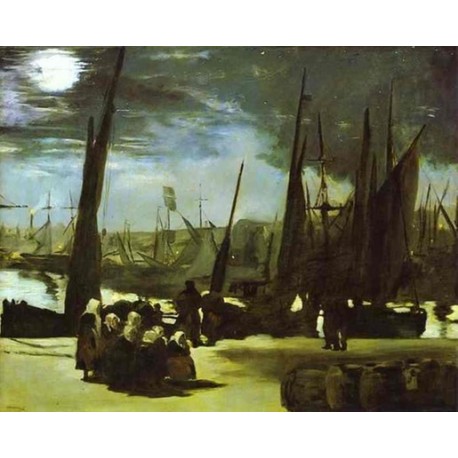 Moonlight over the Port of Boulogne 1869  By Edouard Manet - Art gallery oil painting reproductions