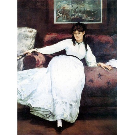 Repose, Portrait of Berthe Morisot By Edouard Manet - Art gallery oil painting reproductions